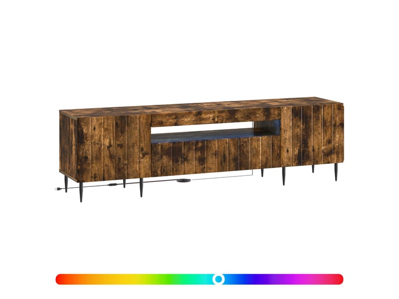  Meuble tv - banc tv - meuble de rangement led zwolle chêne fumé bois d'ingénierie  - Conforama C