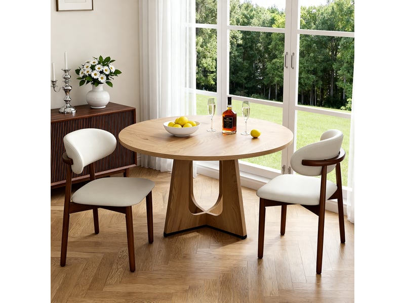  Chaise de salle à manger en bois massif noyer ergonomique dossier courbé pieds bois antidérapants lot de 2  - Conforama D