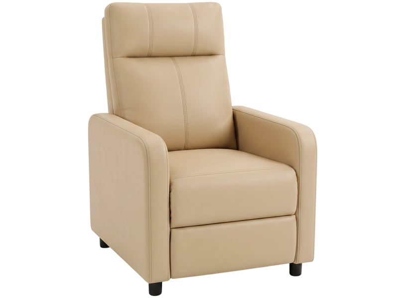  Fauteuil relax inclinable, fauteuil de relaxation en pu avec repose-pieds, beige, dossier réglable par poussée  - Conforama B