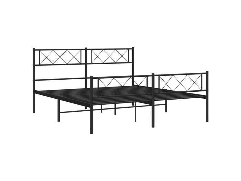  Lit double- lit adulte -  cadre de lit métal sans matelas avec pied de lit noir 140x200cm  - Conforama D