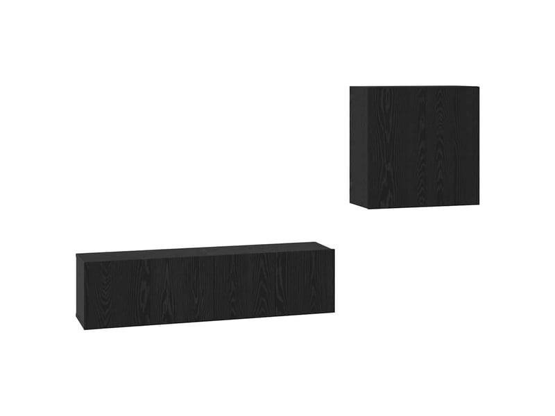  Ensemble meuble tv - banc tv - meuble de rangement 4 pcs chêne noir bois d'ingénierie  - Conforama A