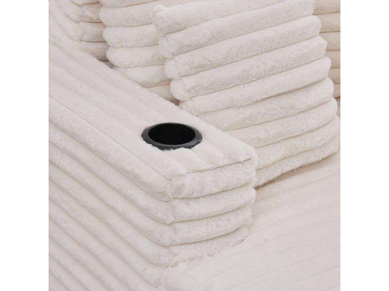  Canapé 2 places en fausse fourrure blanche avec porte-gobelets et tiroir intégré sous l'assise  - Conforama R