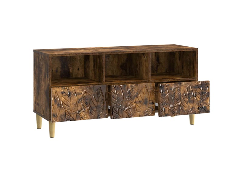  Meuble tv - banc tv - meuble de rangement 102 x 34,5 x 50 cm chêne fumé bois d'ingénierie  - Conforama D