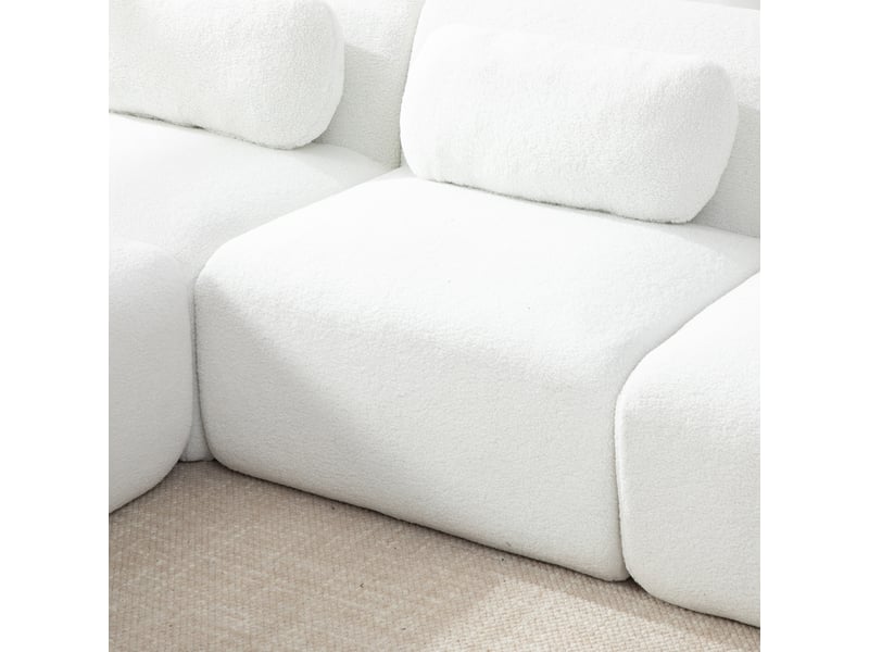  Canapé d’angle modulable 3 places en chenille ivoire – 271 x 177 x 71 cm Fay Lum - Conforama E