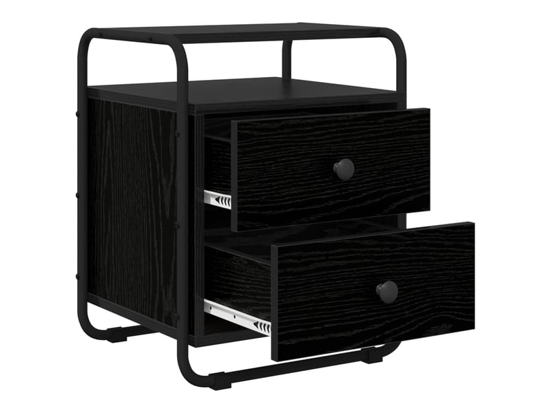  Table de chevet - cabinet de chevet - table de nuit 2 pc chêne noir bois d'ingénierie  - Conforama D