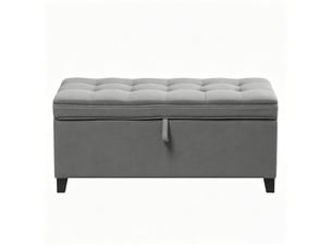 Banc de rangement 120 cm gris foncé en tissu capitonné, coffre 112 l et assise rembourrée pour votre intérieur
