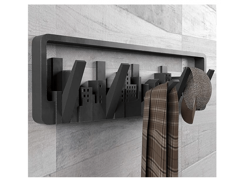  Porte-manteau mural moderne avec patères, avec 5 crochets, d'intérieur, noir XJD001170ZLS - Conforama C