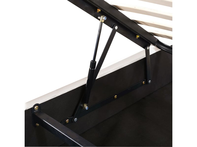 Lit coffre enfant 140x200 cm, espace de rangement, tête de lit réglable, sommier, velours beige, sans matelas - Conforama E