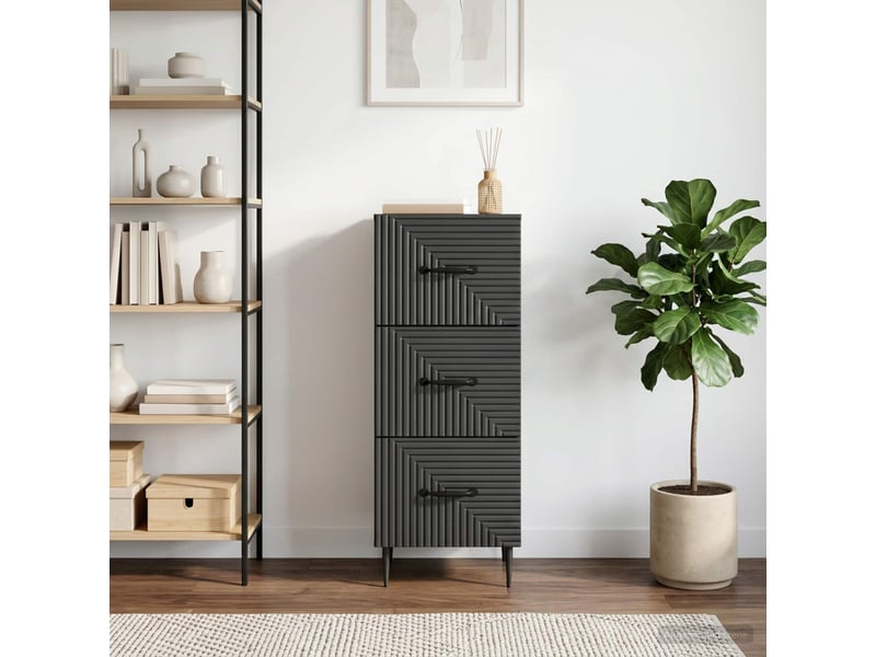  Armoire de rangement bureau, armoire à tiroirs noir 33 x 34,5 x 89,5 cm bois d'ingénierie  - Conforama D
