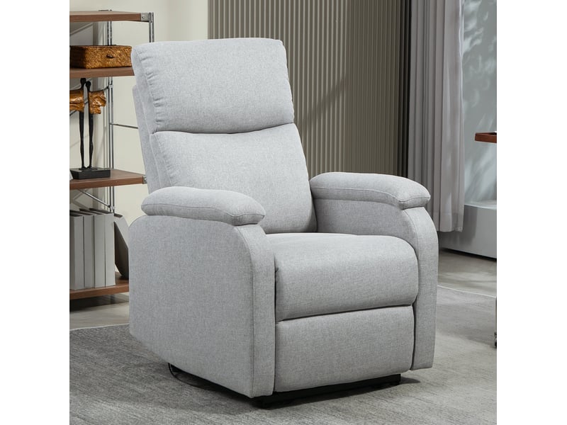 Fauteuil relax avec dossier inclinable et repose-pieds manuel, en polyester gris pour salon, charge 150 kg - Conforama B