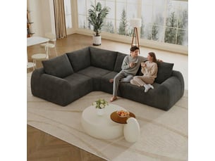 Canapé 4 places gris foncé en tissu chenille, sans armature, 267cm