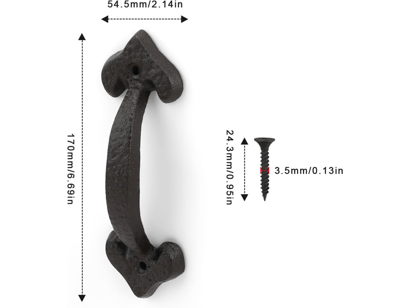  Poignée de porte en fonte ancienne, 2 pièces, poignée de porte coulissante, poignée de porte rétro  - Conforama B