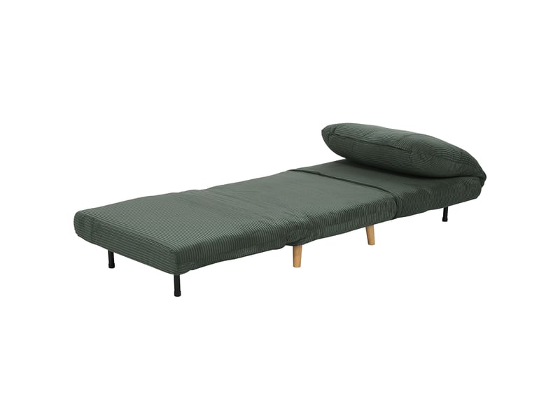  Fauteuil convertible 1 place en velours côtelé dossier inclinable vert 82 x 87 x 89 cm  - Conforama B