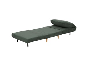 Fauteuil convertible 1 place en velours côtelé dossier inclinable vert 82 x 87 x 89 cm