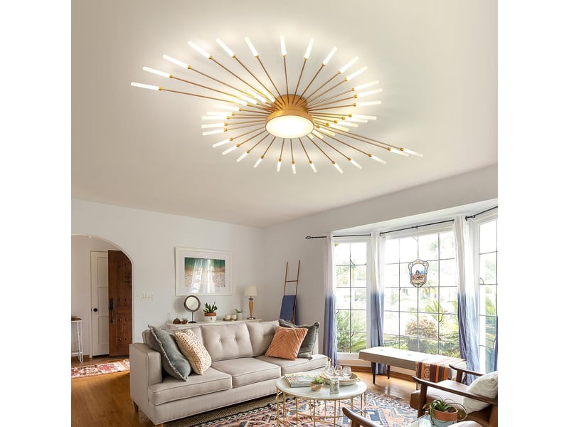  Plafonnier led moderne en acrylique – design intérieur doré, 42+1 têtes  - Conforama C