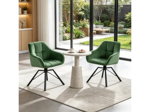 Chaises de salle à manger lot de 2 pivotantes 360° avec accoudoirs  - velours métal vert foncé