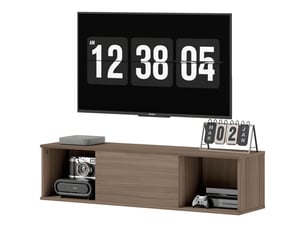 Armoire murale avec deux niches ouvertes, porte abattante centrale, marron, 120 x 30 x 29,5 cm