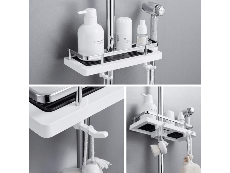  Support de douche, porte-savon, rangement de salle de bain, sans perçage, montage mural, antirouille, autocollant, blanc 24mm-25mm  - Conforama C