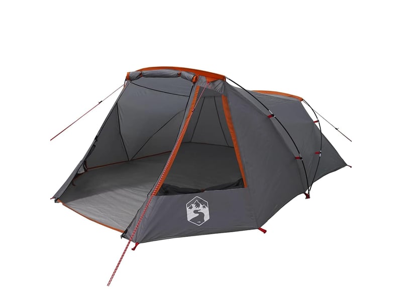  Tente tunnel, tente de camping 3 personnes gris et orange  - Conforama A