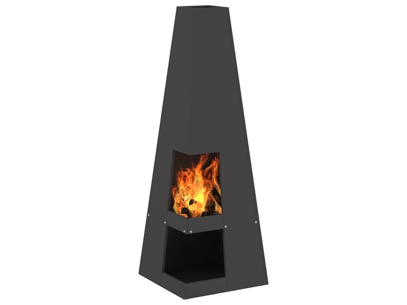 Brasero exterieur, foyer camping noir 35x35x100 cm acier patiné - Conforama C
