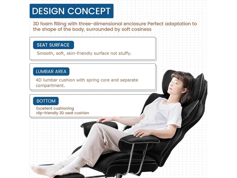  Gtplayer chaise de jeu en cuir pu, ergonomique, avec repose-pieds extensible, pivotante, 180 kg, noir GT200-BLACK-PU - Conforama E