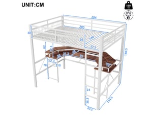 Lit mezzanine 140x200 cm <strong></strong>  <strong></strong> coloris blanc