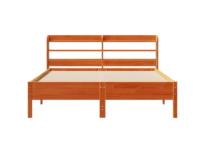  Lit double- lit adulte -  cadre de lit sans matelas  marron 160x200cm bois pin massif  - Conforama C