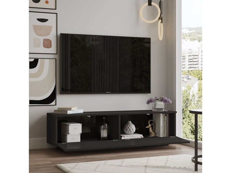  Meuble tv 2 portes noir  - Conforama D