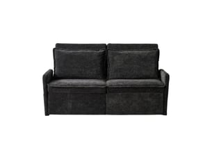 Canapé convertible 3-en-1 avec dossier réglable - poches latérales, ports usb et usb-c, chenille - noir