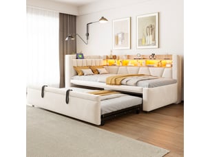 Lit extensible 90x200 cm IKSETERA TRADING LTD coloris beige