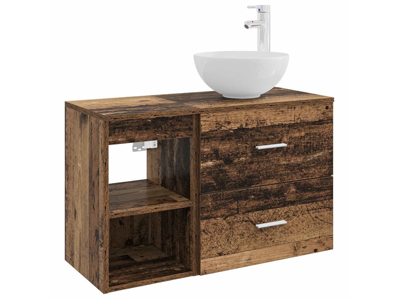 Ensemble de mobilier de salle de bain 2 pc bois ancien cf64024 - Conforama A