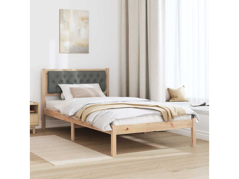  Lit simple- lit adulte -  cadre de lit gris foncé 100 x 200 cm pin massif  - Conforama C