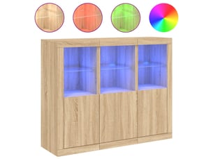 Buffets avec lumières led 3 pcs - bahut - meuble de rangement chêne sonoma bois d'ingénierie