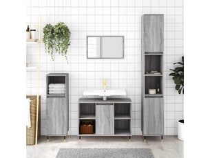 Meuble salle de bain rangement, commode sonoma gris 80x33x60 cm bois d'ingénierie shl9469