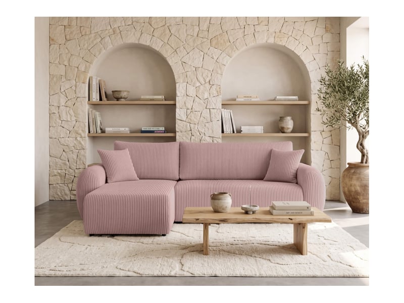  Alya - canapé d'angle convertible et réversible 3 places en velours côtelé  - Conforama B