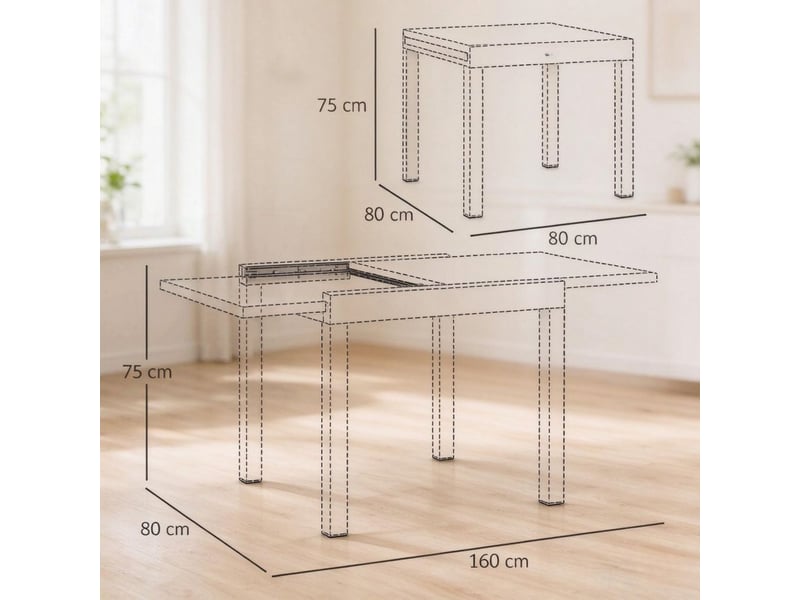  Table à manger plateau extensible grand format piètement en aluminium gris foncé plateau en verre trempé noir  - Conforama C