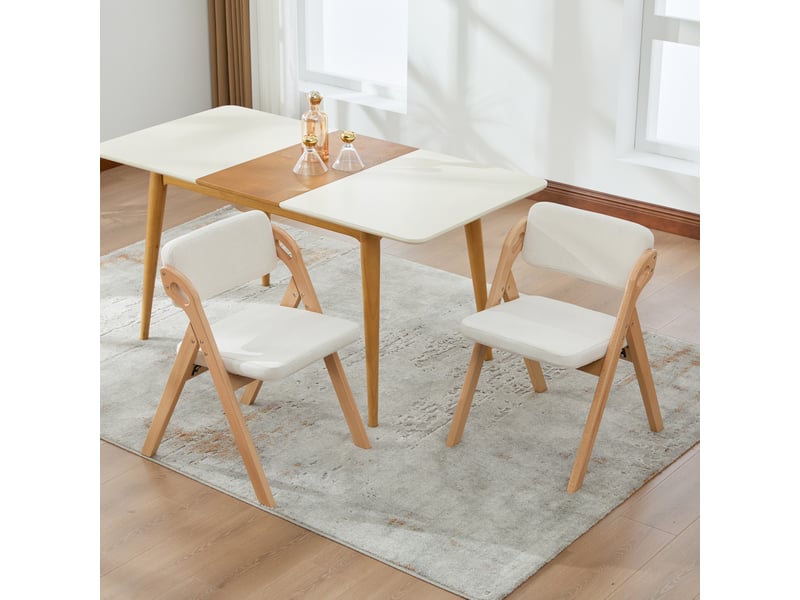 Chaises pliantes rembourrées en bois (buché) - 2 pièces, beige - Conforama B
