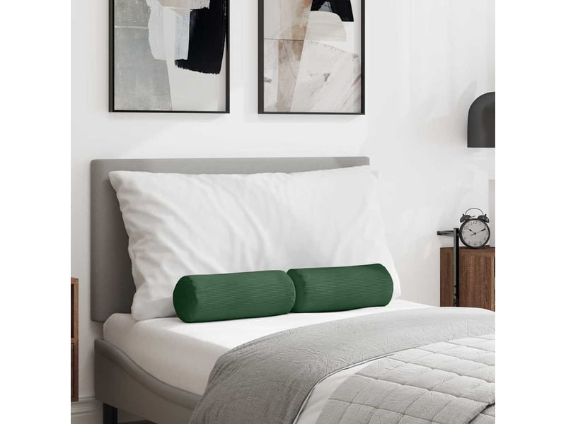  Lot de 2 coussins d'accent, coussins décoratifs, coussins lombaires vert foncé ø 15 x 40 cm cf56755  - Conforama B