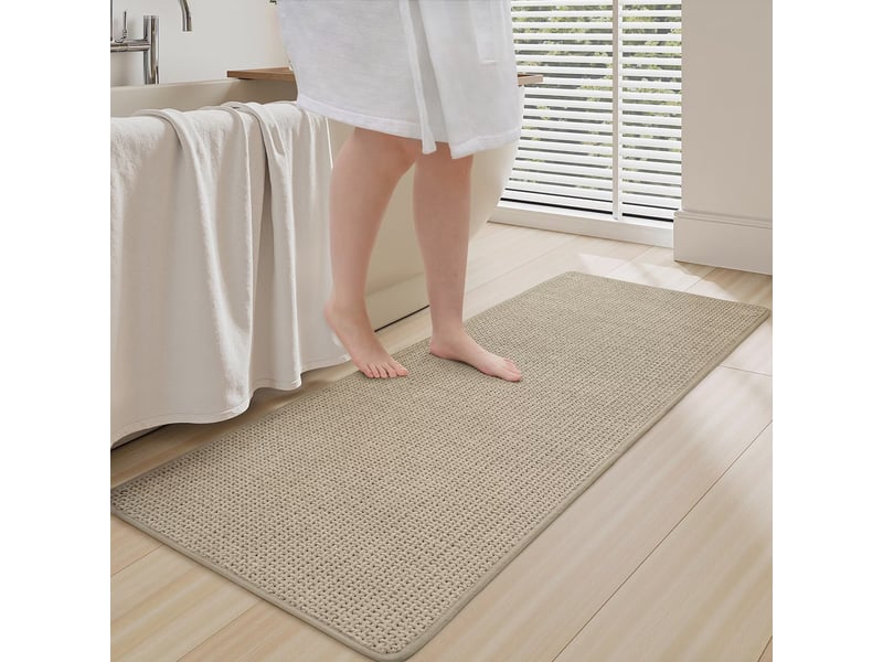  Tapis de bain en chenille antidérapant - 17 x 24 pouces - beige  - Conforama B