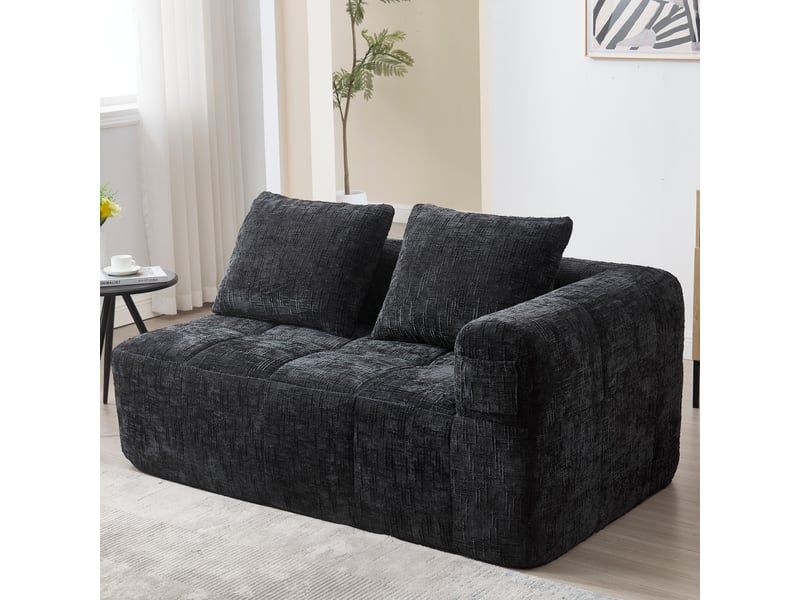  Canapé de salon, canapé moderne — poches latérales, noir, sans montage  - Conforama W