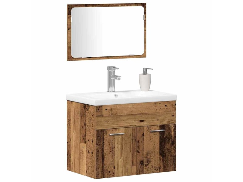  Ensemble de mobilier de salle de bain 3 pièces marron cf64474  - Conforama C