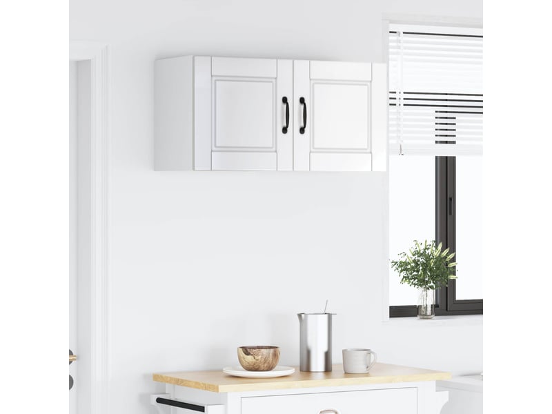 Meuble mural de cuisine, armoire de cuisine 2 pcs blanc brillant bois d'ingénierie shl4916 - Conforama D