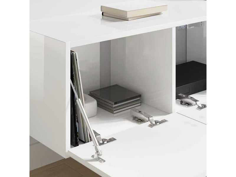  Meuble tv - banc tv - meuble de rangement mural 78,5 x 31 x 29,5 cm blanc brillant  - Conforama D