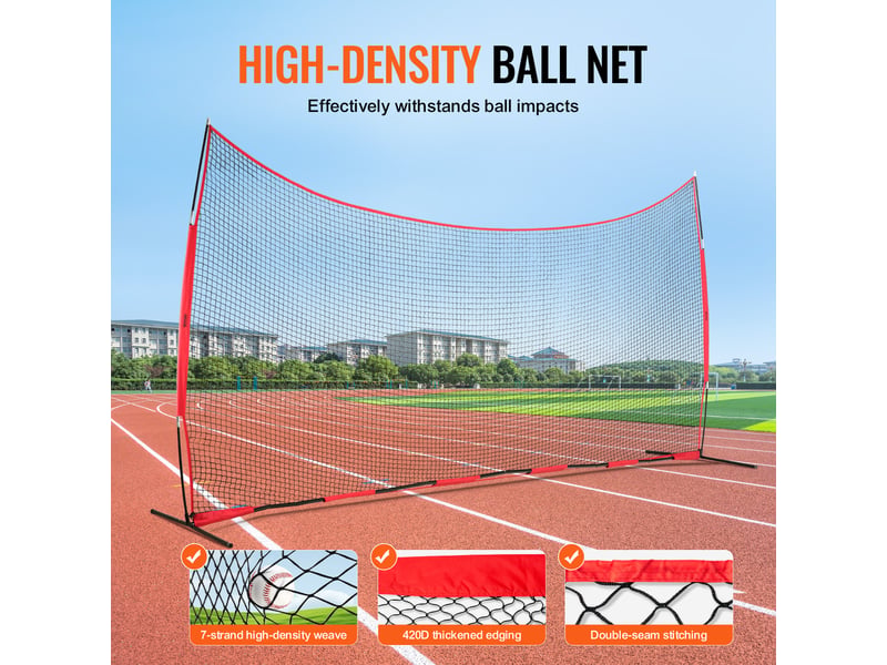 Filet deentrainement de baseball softball 620x314 cm, filet de protection pare-ballons portable avec sac de transport, equipement deentrainement pour receveur crosse, football, hockey, jardin  - Conforama C