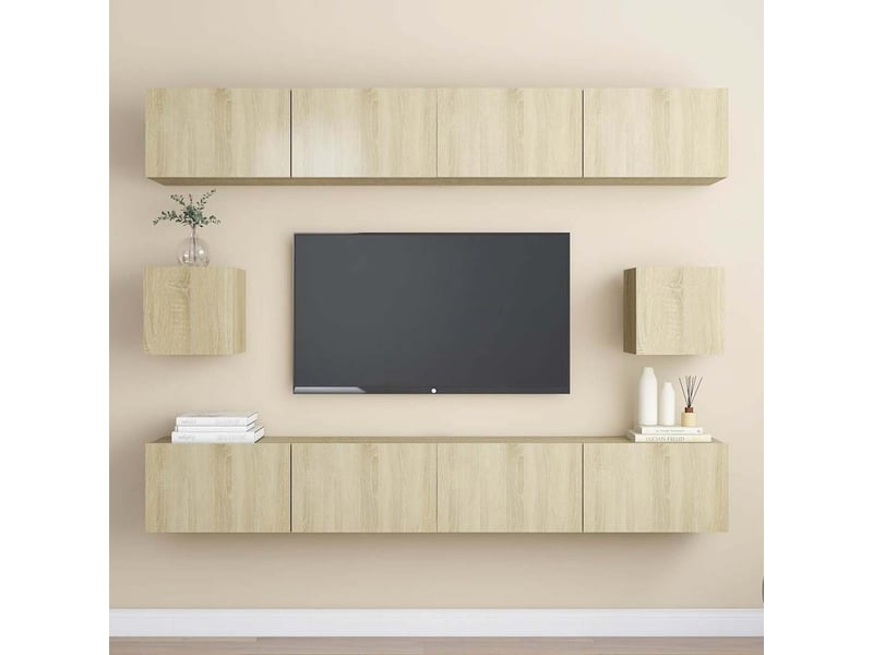  Ensemble de meubles tv 6 pcs chêne sonoma bois d'ingénierie shl35043  - Conforama B