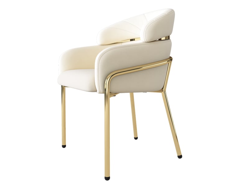  Chaise de salle à manger,54x57x79 cm,avec pieds métal,velours,beige  - Conforama D