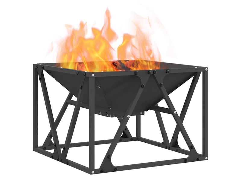  Brasero exterieur, foyer noir 50x50x35 cm acier patiné  - Conforama C