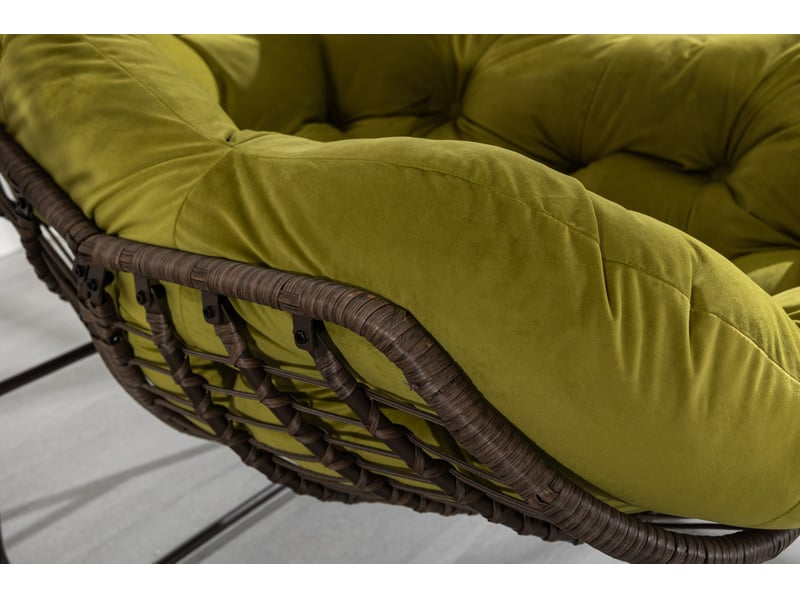  Chaise à bascule d'extérieur 78x106x90 cm dossier courbé métal olive  - Conforama D