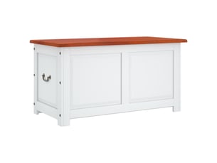 Coffre de rangement, boîte de rangement et couvercle marron et blanc bois d'acacia shl3166