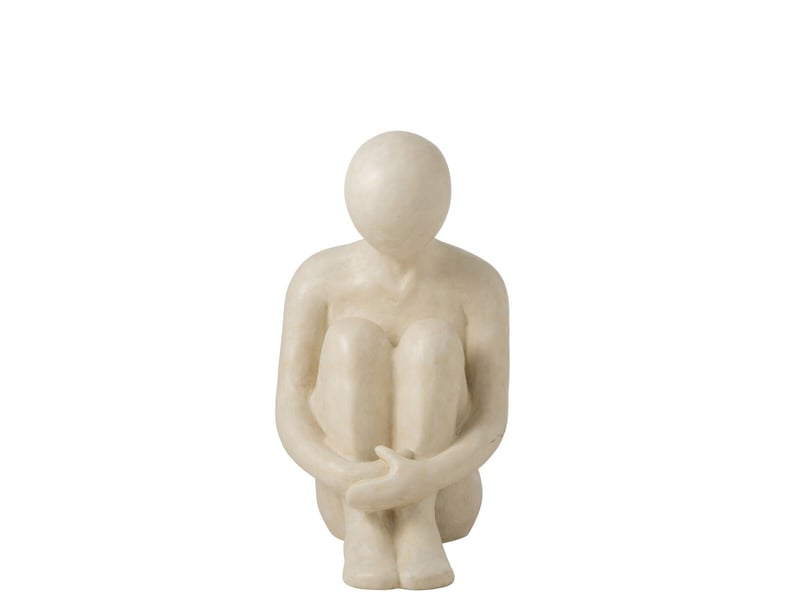  Statuette homme assis emile 56cm blanc cassé  - Conforama B